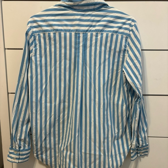 Piazza Sempione Blue & White Mens Stripe Button Down - Picture 2 of 6